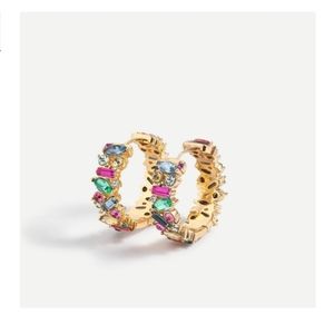 Gem Cluster Hoop Earrings